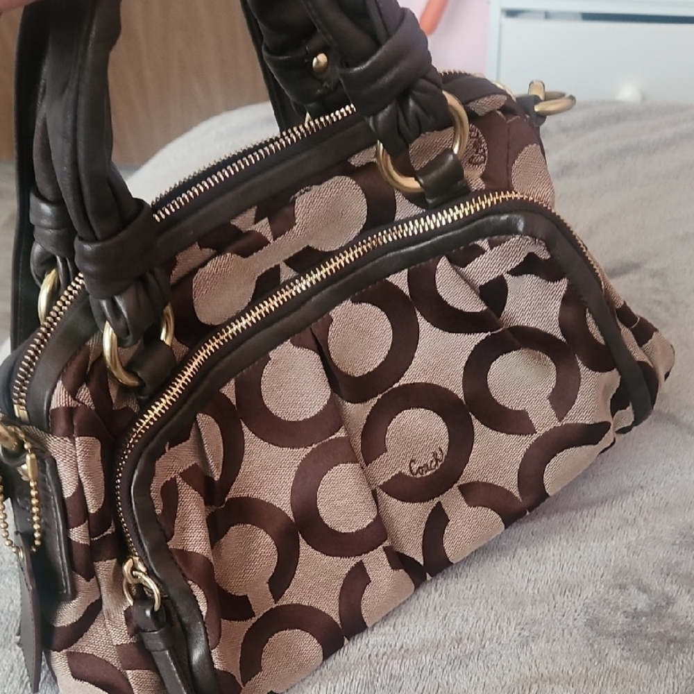 Coach Tan and Brown Signature Satchel